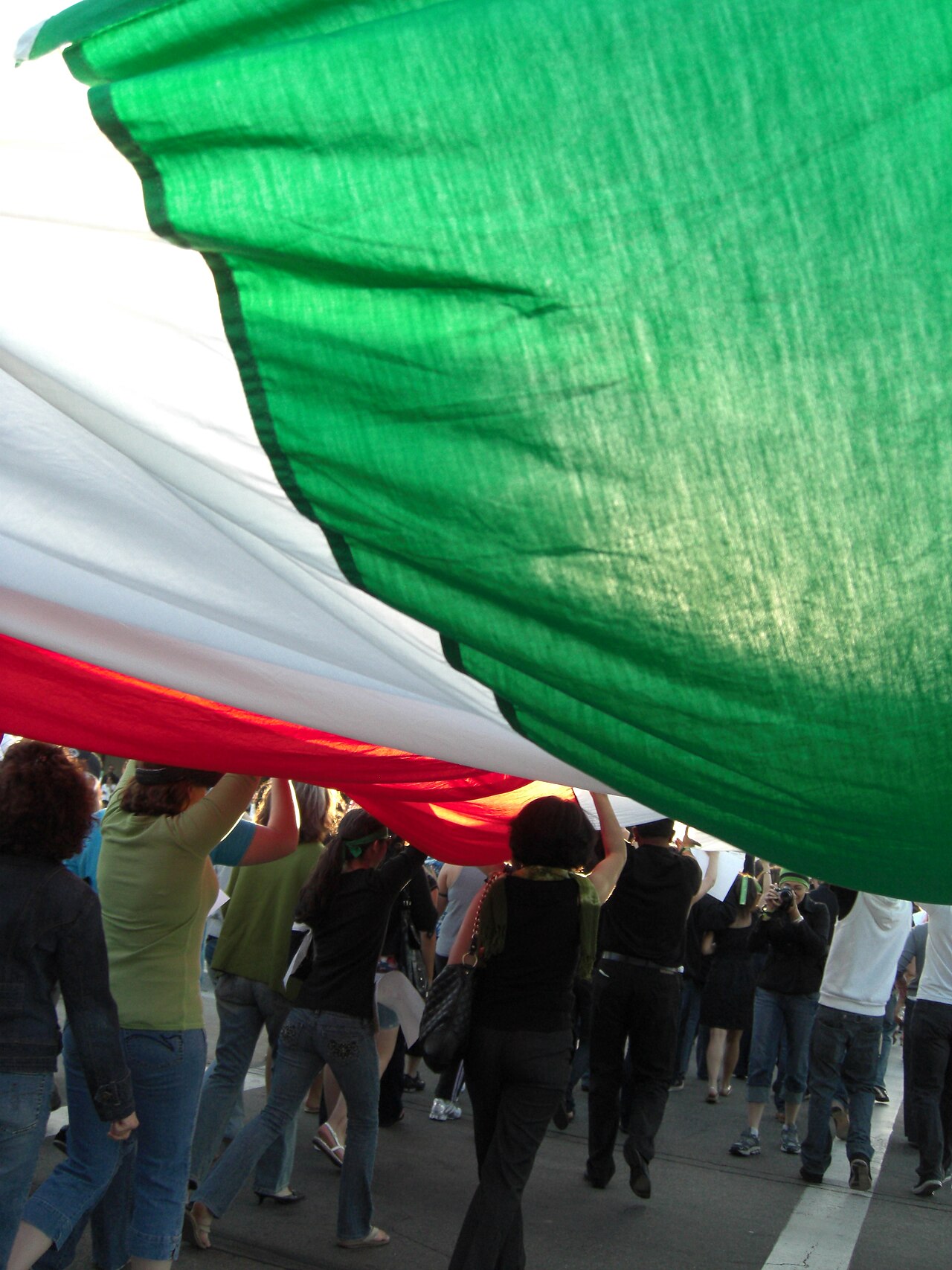 Iranian flag during a Green Movement demonstration