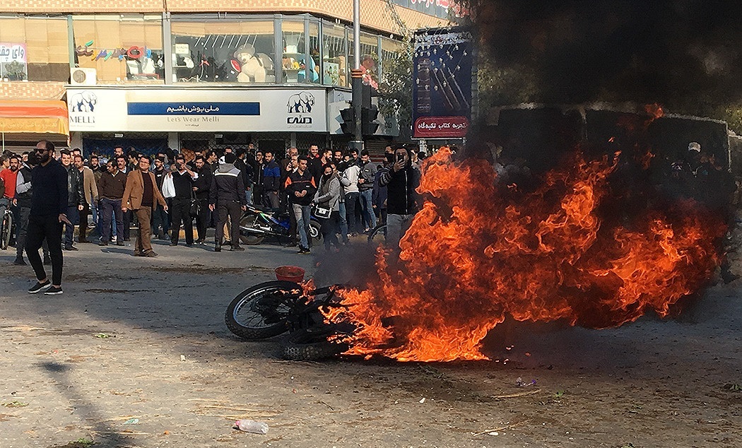 Street scene from the 2019 Iranian fuel protests