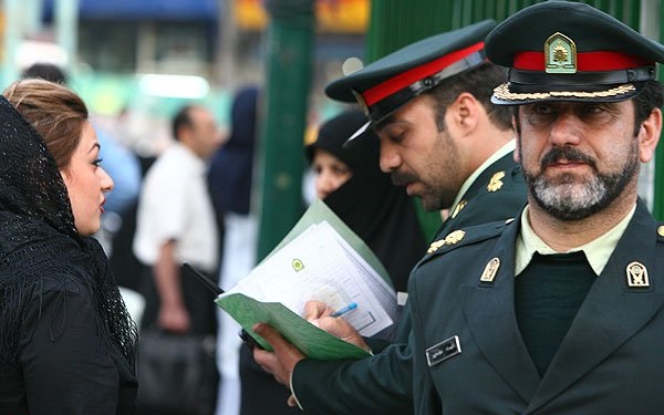 A Gasht-e Ershad morality-police van parked on a Tehran street.