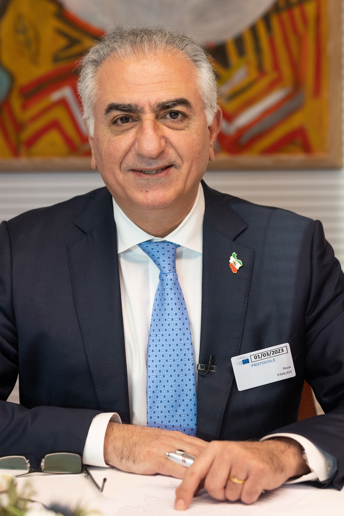 Reza Pahlavi addresses the European Parliament's Foreign Affairs subcommittee in Brussels, 1 March 2023.