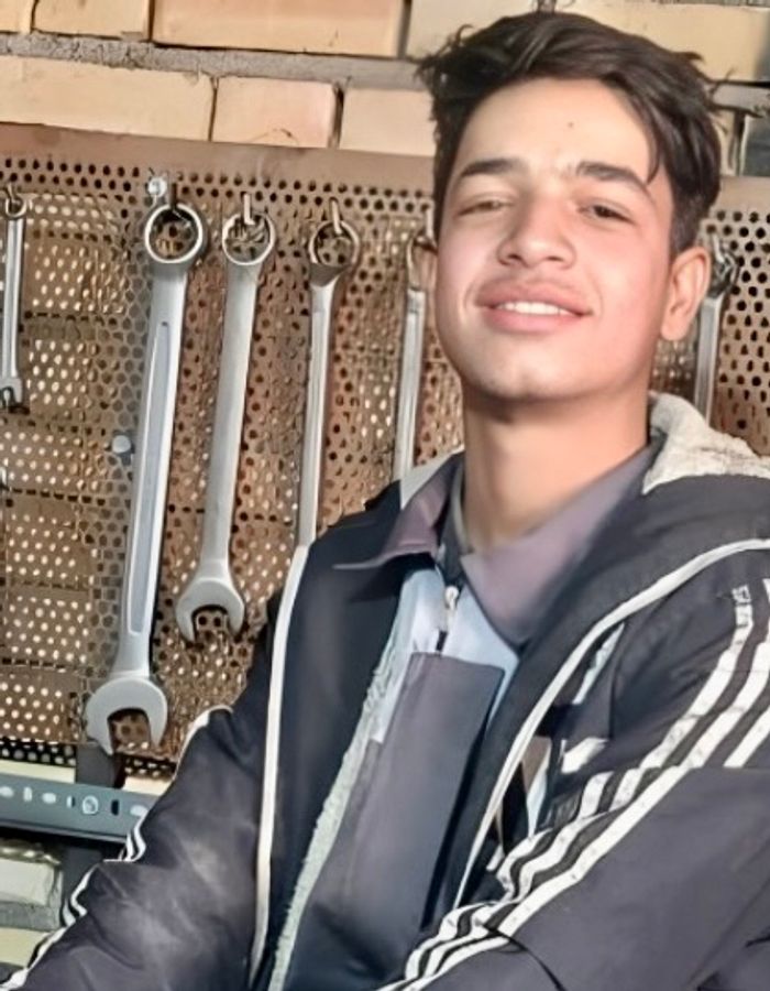 Portrait of Abolfazl Noroozi, aged 14, from Mashhad, killed on January 8, 2026.