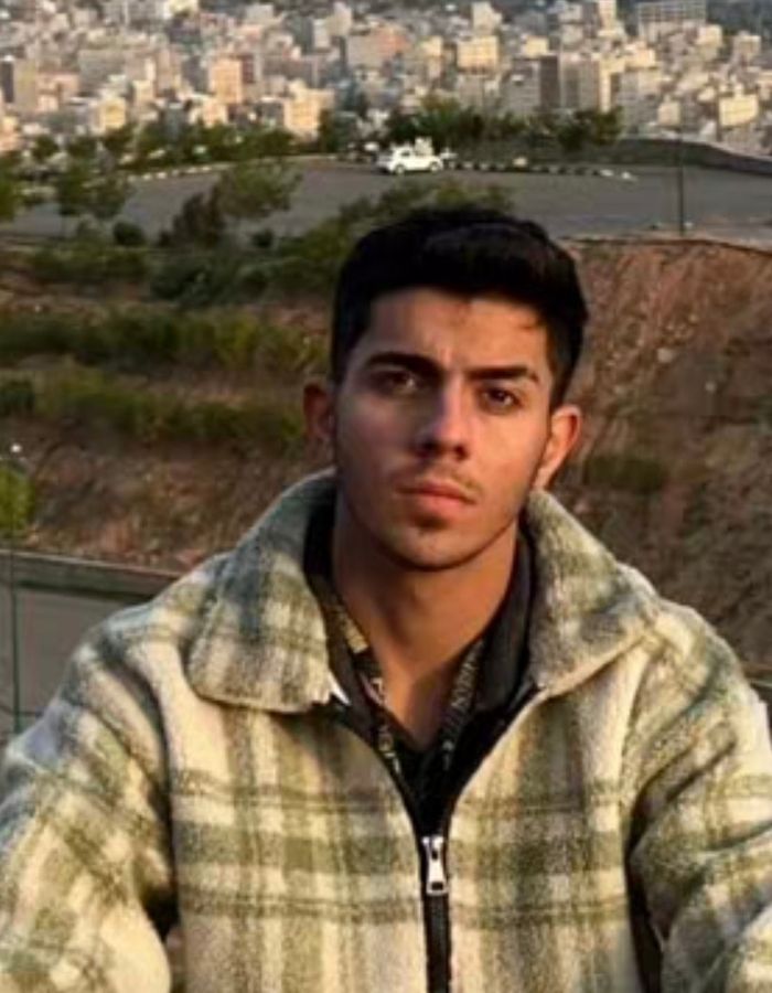 Portrait of Amin Gholami, aged 19, from Karaj, killed on January 9, 2026.