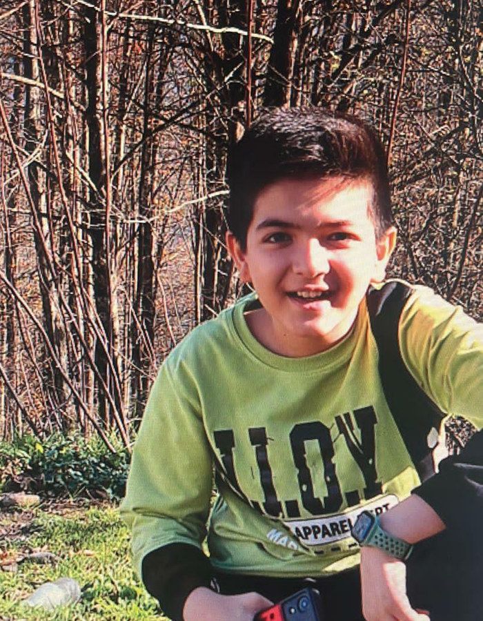 Portrait of Amir Abbas Amini, aged 12, from Saveh, killed on January 8, 2026.