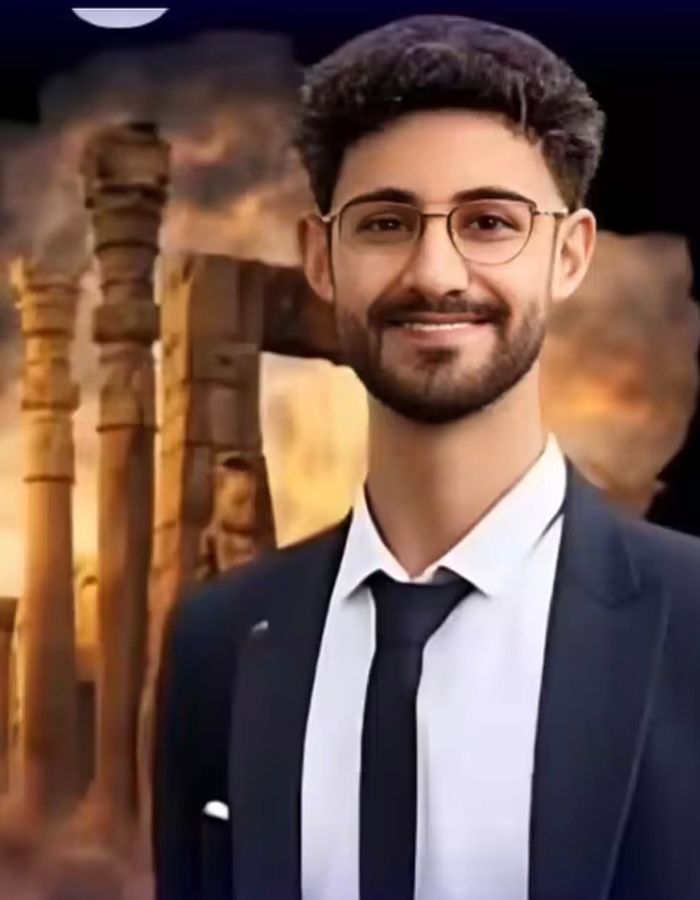 Portrait of Ashkan Heydarzadeh, aged 20, from Chalus, killed on January 8, 2026.