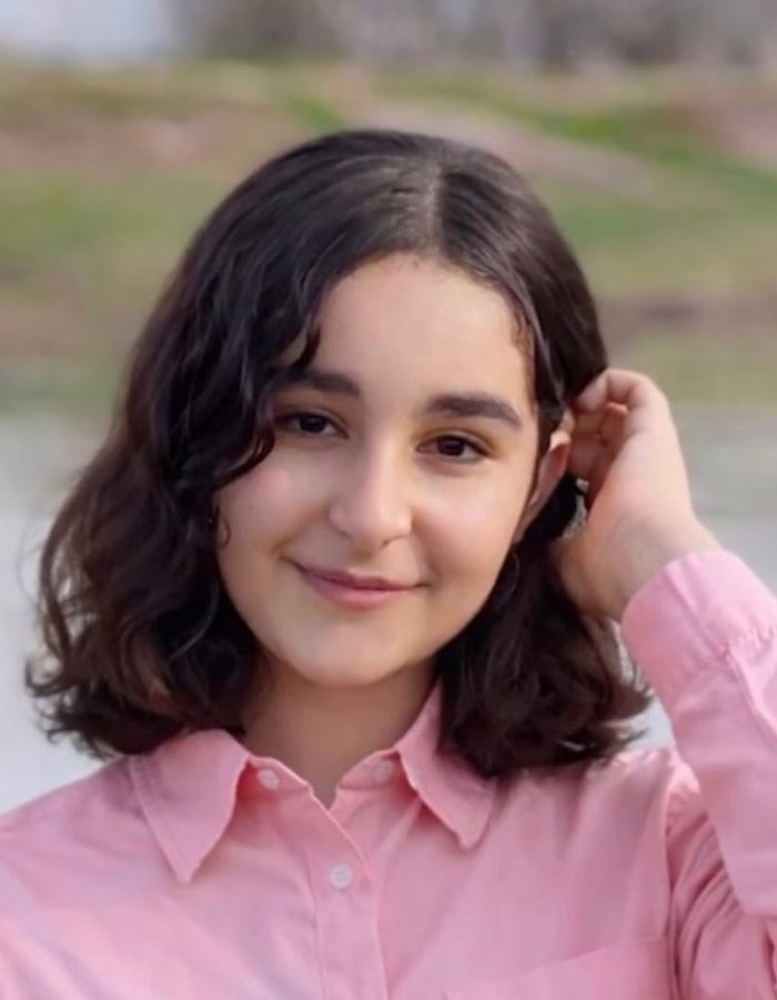 Portrait of Asra Tavousinia, aged 14, from Kermanshah, killed on January 24, 2026.