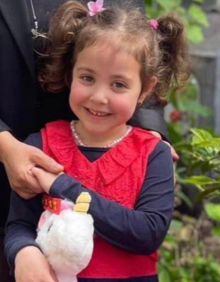 Portrait of Azarnoosh Khorasani, aged 8, from Mashhad, killed on January 9, 2026.