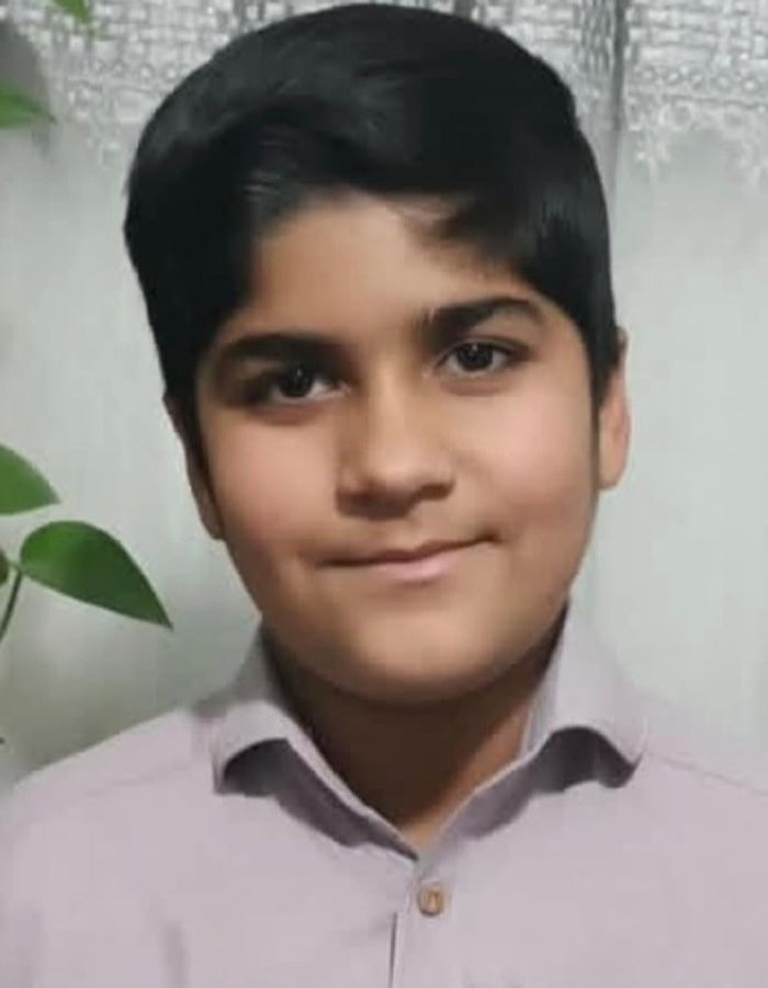 Portrait of Meysam Jahantighfard, aged 11, from Balouchestan, killed on January 9, 2026.
