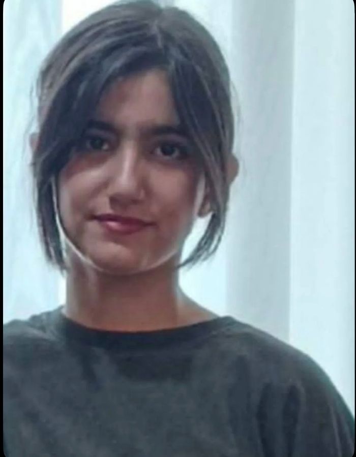 Portrait of Sana Tosangi, aged 12, from Karaj, killed on January 8, 2026.