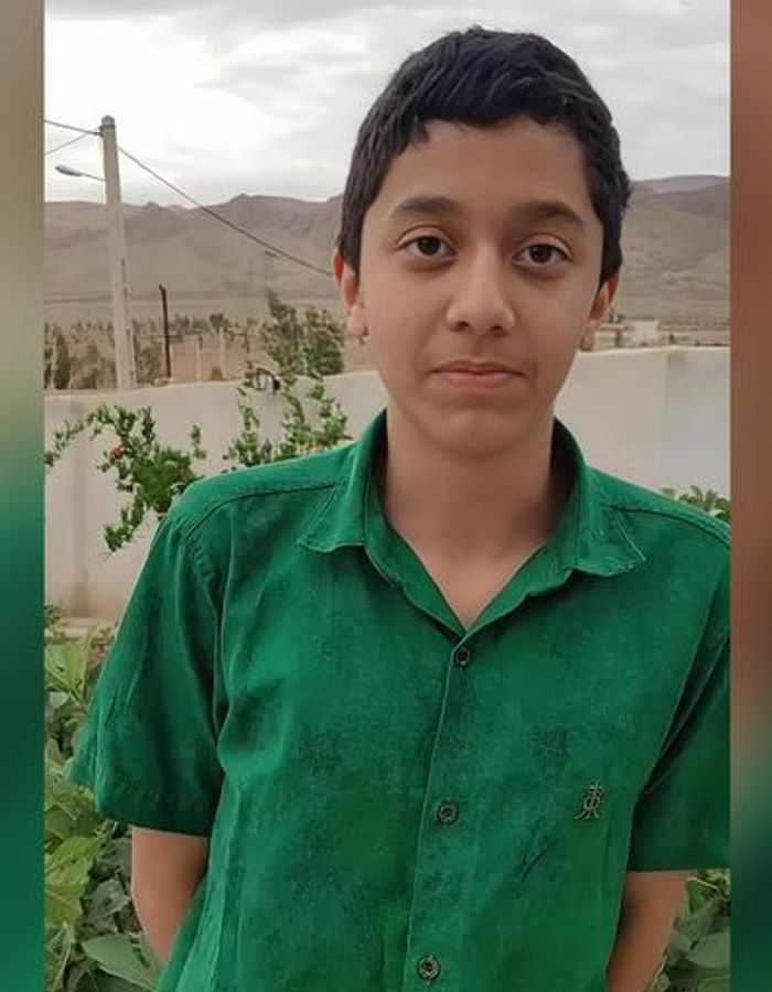 Portrait of Sina Ashkabousi, aged 17, from Tehran, killed on January 7, 2026.
